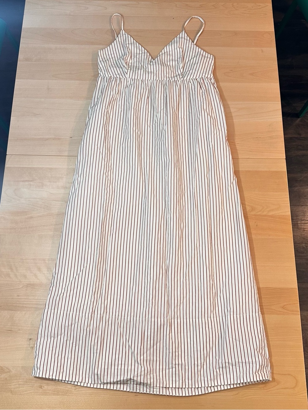 Quince Terracotta and White Striped Maxi Dress size S